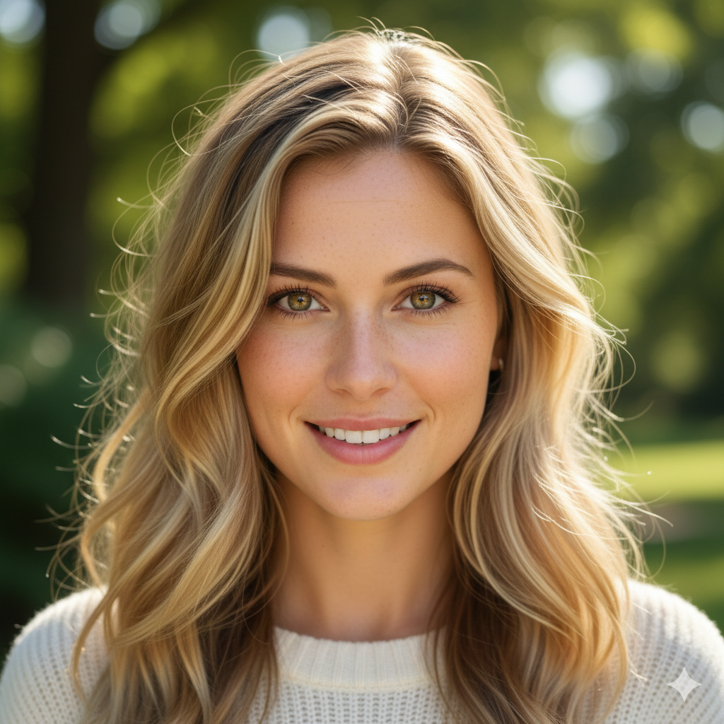 Portrait of a smiling woman with blonde hair