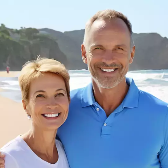 Smiling couple at the beach