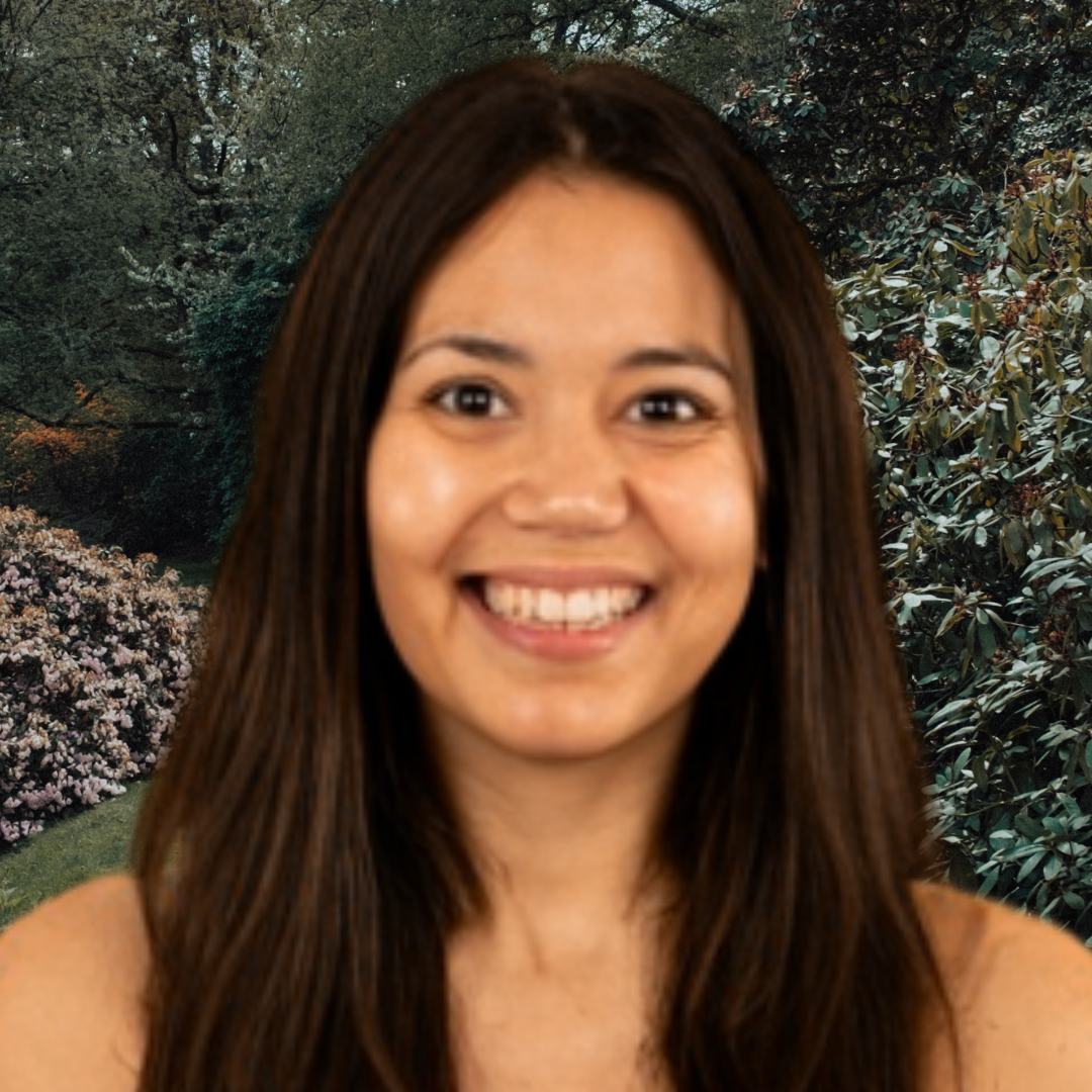 Smiling woman with long dark hair