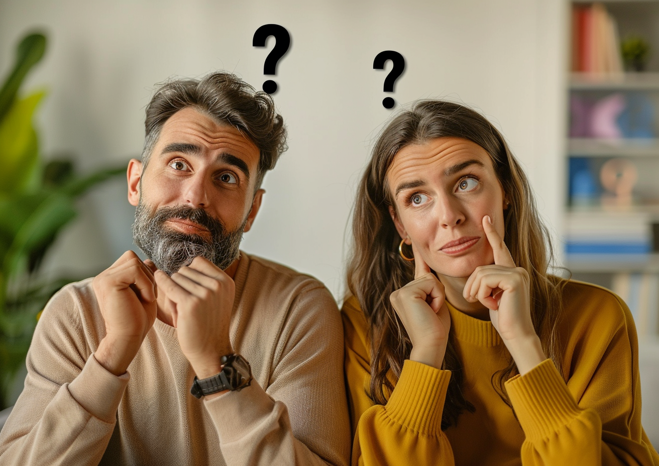 Question marks representing expecting sameness in a relationship